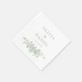 フランスのビクトリアンセージ結婚グリーン華美フローラ スタンダードカクテルナプキン (角)
