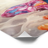 フランスのビーチのブルドッグ、犬の恋人のための夏の贈り物 ポスター (コーナー)