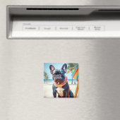 フランスのビーチのブルドッグ、犬の恋人のための夏の贈り物 マグネット (インサイチュ (食洗機))