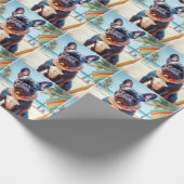 フランスのビーチのブルドッグ、犬の恋人のための夏の贈り物 ラッピングペーパー (角)