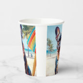 フランスのビーチのブルドッグ、犬の恋人のための夏の贈り物 紙コップ (左)