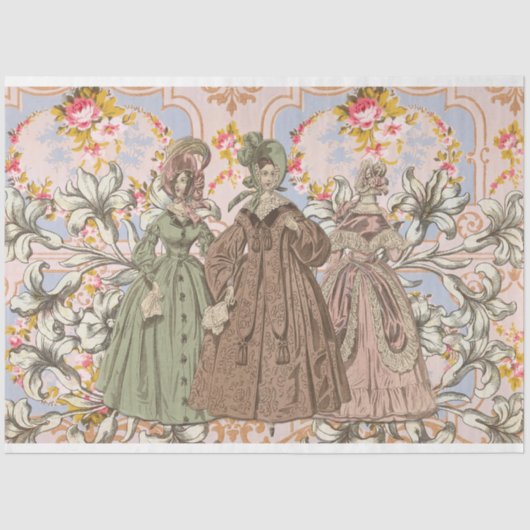 フランスのファッションと花の切り離しティッシュペーパー 薄葉紙 (正面)