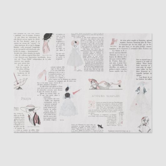 フランスのファッションアールデコオートクチュールヴィンテージ 薄葉紙 (正面)