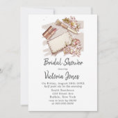 フランスのファッションバラ金ゴールドブライダルシャワー 招待状 (正面)