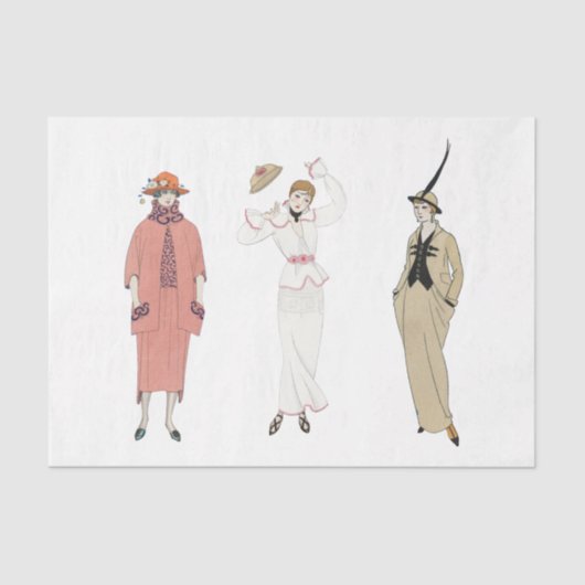 フランスのファッションレディースアールデコデカップスクラップII 薄葉紙 (正面)