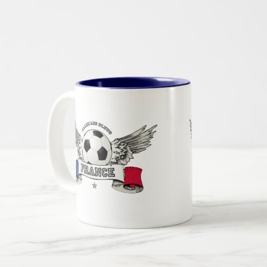 フランスのフットボールの全国代表チームサポータマグ ツートーンマグカップ (正面左)