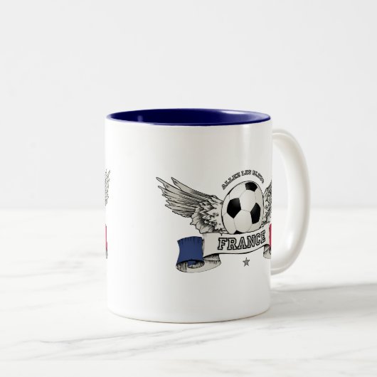 フランスのフットボールの全国代表チームサポータマグ ツートーンマグカップ (正面右)