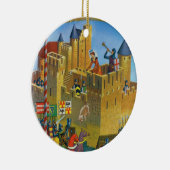 フランスのフランスのなヴィンテージ中世カルカソンヌ セラミックオーナメント (右)