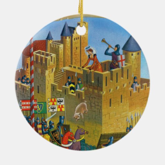 フランスのフランスのなヴィンテージ中世カルカソンヌ セラミックオーナメント (裏面)