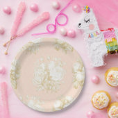 フランスのフローラエレガントトイルピンク金ゴールドシャワーデコール ペーパープレート (パーティー)