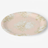 フランスのフローラエレガントトイルピンク金ゴールドシャワーデコール ペーパープレート (アングル)