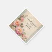 フランスのフローラエレガントブライダルシャワーティーヴィンテージ スタンダードカクテルナプキン (角)