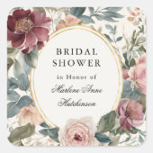 フランスのフローラエレガントブライダルシャワーティー金ゴールド スクエアシール (正面)