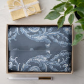 フランスのフローラエレガントヴィンテージブルーホワイトデコップページ 薄葉紙 (ギフト)