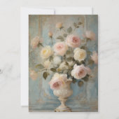 フランスのフローラエレガントヴィンテージローズブーケ金ゴールド 招待状 (裏面)