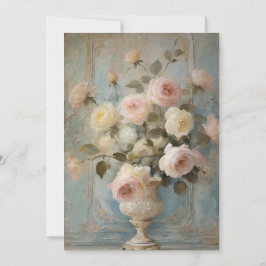 フランスのフローラエレガントヴィンテージローズブーケ金ゴールド 招待状 (裏面)