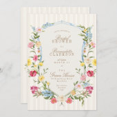 フランスのフローラクレスト植物性ブライダルシャワー 招待状 (正面/裏面)