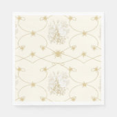 フランスのフローラビーエレガントアイボリー金ゴールドシャワーデコール スタンダードランチョンナプキン (正面)