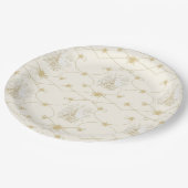 フランスのフローラビーエレガントズアイボリー金ゴールドシャワーデコール ペーパープレート (アングル)