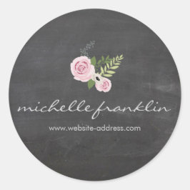 フランスのフローラブーケCHALKBOARDステッカー ラウンドシール