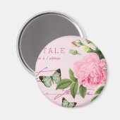フランスのフローラヴィンテージガーリー磁石(ピンク色バラ付き) マグネット (正面/裏面)