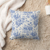 フランスのフローラ青 クッション (ブランケット)