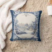 フランスのフローラ青 クッション (ブランケット)