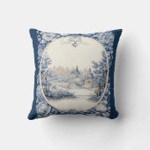 フランスのフローラ青 クッション (裏面)