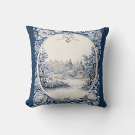 フランスのフローラ青 クッション