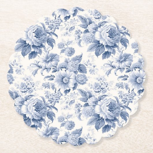フランスのフローラ青 ペーパーコースター (正面)