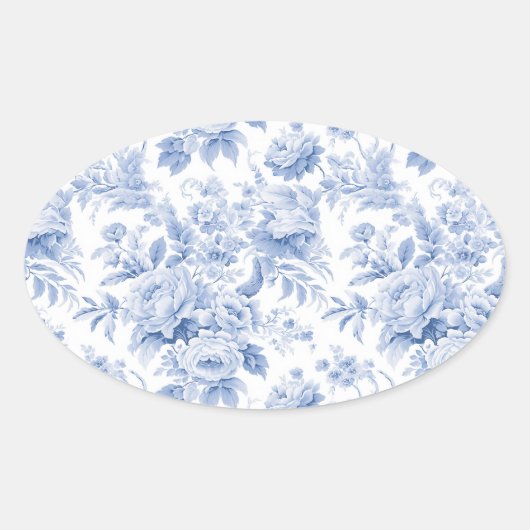 フランスのフローラ青 楕円形シール (正面)