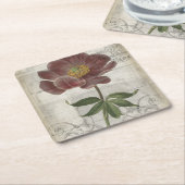 フランスのフローラ スクエアペーパーコースター (アングル)