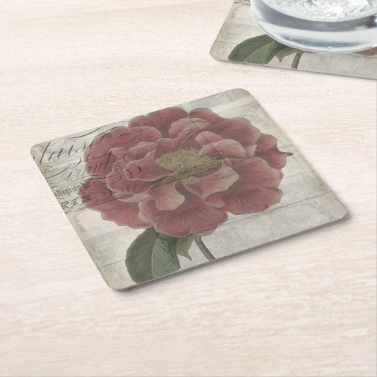 フランスのフローラ スクエアペーパーコースター (アングル)