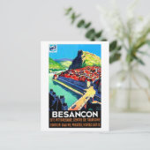 フランスのブザンソン空中展望、パノラマ、ヴィンテージ風 ポストカード (スタンド正面)