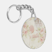 フランスのブドワールヴィンテージピンクフローラ キーホルダー (正面左)