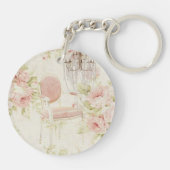 フランスのブドワールヴィンテージピンクフローラ キーホルダー (裏面)