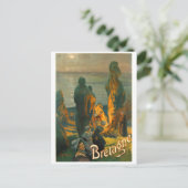 フランスのブリタニー海岸の夕日 ポストカード (スタンド正面)