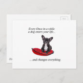 フランスのブルドッグとハートと素敵な引用文 ポストカード (正面/裏面)