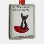 フランスのブルドッグとハートと素敵な引用文 メタルオーナメント (右)