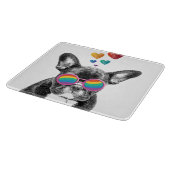 フランスのブルドッグとハートバレンタインデー カッティングボード (角)