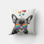 フランスのブルドッグとハートバレンタインデー クッション (裏面)