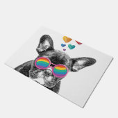 フランスのブルドッグとハートバレンタインデー ドアマット (アングル)