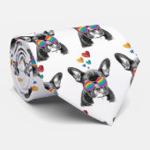 フランスのブルドッグとハートバレンタインデー ネクタイ (ロール)