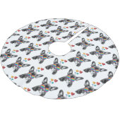 フランスのブルドッグとハートバレンタインデー ブラッシュドポリエステルツリースカート (アングル)