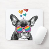 フランスのブルドッグとハートバレンタインデー マウスパッド (マウス)