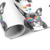 フランスのブルドッグとハートバレンタインデー ラッピングペーパー (ロールコーナー)