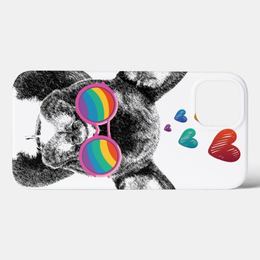 フランスのブルドッグとハートバレンタインデー Case-Mate iPhoneケース (裏面 (横))