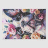 フランスのブルドッグとバラフローラ分離 薄葉紙 (正面)