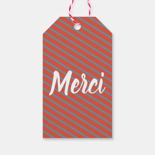 フランスのブルドッグとパーティーハットMerci ギフトタグ (裏面)