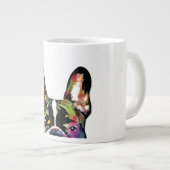 フランスのブルドッグのぞきカラフルえ水色 ジャンボコーヒーマグカップ (正面右)